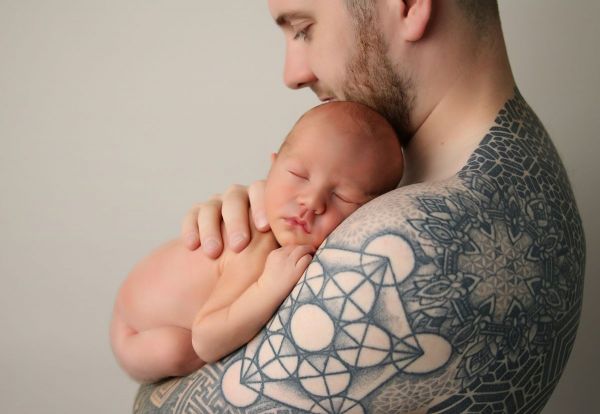 tattoos at newborn photography session