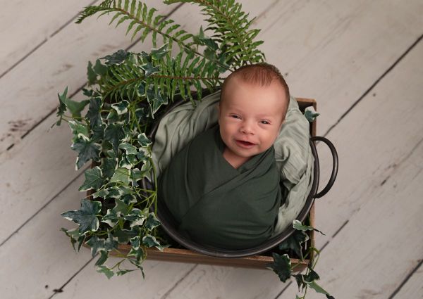 foliage used at boy newborn photography shoot in leeds